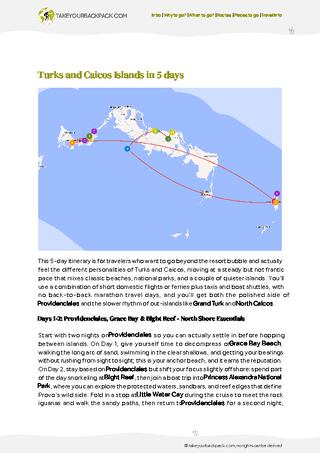 example page 2 from our offline Travel Guide for Turks and Caicos Islands